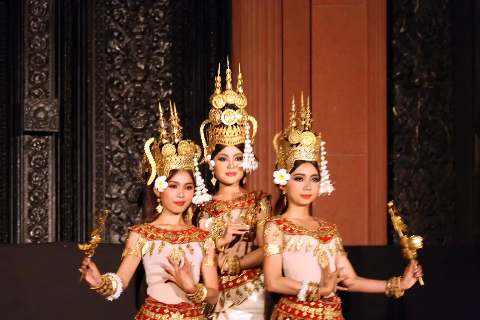 Traditional Cambodian Apsara Dance Performance with Intricate Costumes